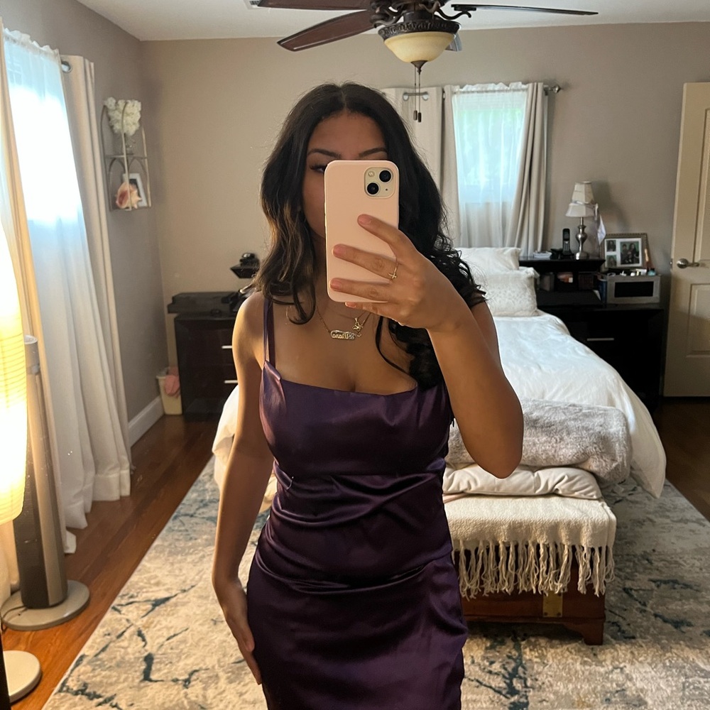 Elegant Purple Satin Dress
